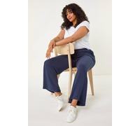 Roman Curve Linen Mix Trousers In Navy Navy 22-24