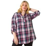 Roman Curve Metallic Checkered Overshirt In Pink Pink 18