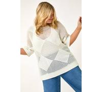 Roman Women's Curve Metallic Diamond Knit Top in Ivory | Size: 22-24 Roman Ivory 22-24