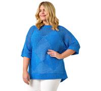 Roman Curve Metallic Diamond Knit Top In Royal Royal 20
