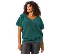 Roman Curve Metallic Plisse Banded Top In Bright Green Bright Green 26-28