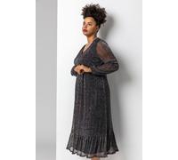 Roman Curve Metallic Plisse Frill Hem Dress In Bronze Bronze 30-32