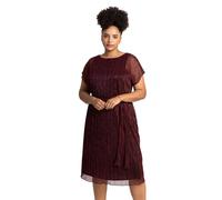 Roman Curve Metallic Plisse Midi Dress In Red Red 26-28