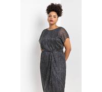 Roman Women's Curve Metallic Plisse Midi Dress in Silver | Size: 30-32 Roman Silver 30-32