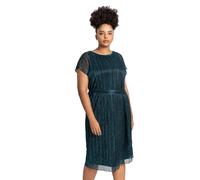 Roman Curve Metallic Plisse Midi Dress In Teal Teal 30-32