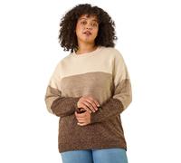 Roman Curve Ombre Stripe Knit Jumper In Stone Stone 22-24