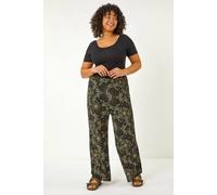 Roman Curve Paisley Print Wide Leg Trouser In Khaki Khaki