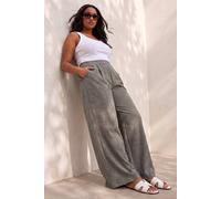 Roman Curve Front Pleat Trouser for Women UK - Ladies Spring Everyday Summer Holiday Elasticated Waist Comfy Full Length Soft Pocket Detail Bottoms Day Out Pants - Dark Grey - Size 20