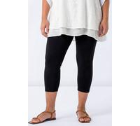 Roman Originals Cropped Legging for Women UK Ladies Capri Pants Stretch Crop Trouser Yoga Gym Shorts Cotton Elasticated High Waist 3/4 Length Sports Workout Regular Plus Size - Plus Black - Size 22