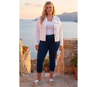 Roman Originals Cropped Legging for Women UK Ladies Capri Pants Stretch Crop Trouser Yoga Gym Shorts Cotton Elasticated High Waist 3/4 Length Sports Workout Regular Plus Size - Plus Navy - Size 22