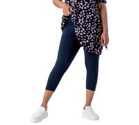 Roman Curve Plain Elastic Waist Cropped Leggings In Navy Navy 30-32