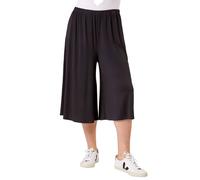 Roman Curve Plain Elastic Waist Culotte Trousers In Black Black 26-28