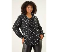 Curve Polka Dot Ruffle Top Roman Black 20