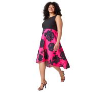 Roman Curve Premium Stretch Floral Midi Dress In Pink Pink 18
