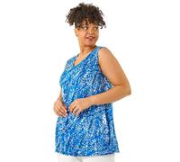 Roman Curve Printed Swing Vest Top In Blue Blue 18