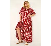 Roman Curve Printed Woven Maxi Dress In Red Red 18