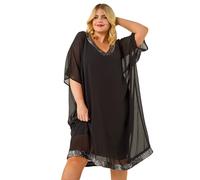 Roman Curve Sequin Chiffon Overlay Dress In Black Black 22-24