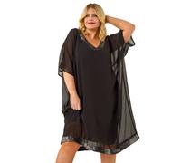 Roman Curve Sequin Chiffon Overlay Dress In Black Black 22-24