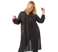 Roman Curve Sequin V-Neck Chiffon Blouse In Black Black 18
