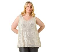 Roman Curve Sequin V-Neck Stretch Vest In Silver Silver 26-28