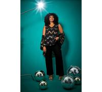 Roman Women's Curve Sequin Zig Zag Cami Top in Black | Size: 22-24 Roman Black 22-24