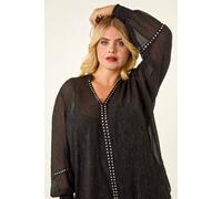 Roman Curve Shimmer Chiffon Blouse In Black Black 26-28