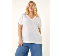 Roman Women's Curve Shimmer Hotfix Knit Top in Ivory | Size: 16 Roman Ivory 16