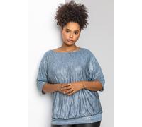 Roman Women's Curve Shimmer Pleated Blouson Top in Silver | Size: 30-32 Roman Silver 30-32