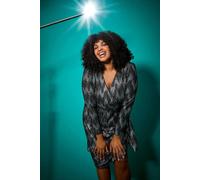 Roman Curve Shimmer Stretch Wrap Dress In Silver Silver