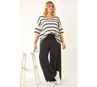 Roman Women's Curve Shirred Wide Leg Trouser in Black | Size: 18 Roman Black 18