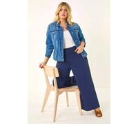 Roman Curve Shirred Wide Leg Trouser In Navy Navy 20