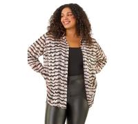 Roman Curve Shirt for Women Ladies Cotton Blouse Button Through Tunic Printed Top Work Long Sleeve Smart Casual Going Out Work Office V Neck Everyday Evening Event - Pink Noir Plus - Size 18