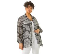 Roman Curve Shirt for Women Ladies Cotton Blouse Button Through Tunic Printed Top Work Long Sleeve Smart Casual Going Out Work Office V Neck Everyday Evening Event - Noir Plus - Size 20