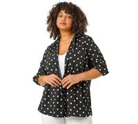Roman Originals Women Ditsy Spot Tunic Blouse - Ladies Spring Everyday Summer Evening Vacation Work Holiday Long Sleeve Smart Casual - Black Plus - Size 22