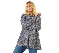 Roman Curve Spot Print Cowl Neck Top In Blue Blue 26-28