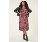 Roman Curve Spot Print Stretch Midi Dress In Red Red 20