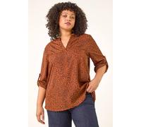 Roman Shirt for Women UK Ladies Top Collarless Blouse Stretchy Tunic Smart Casual Autumn Winter Jersey 3/4 Length Sleeve Notch V Neck Flattering Office Work