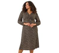 Roman Curve Spot Twist Stretch Dress In Black Black 22-24