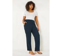 Roman Originals Straight Leg Stretch Trousers for Women UK Ladies Work Office Smart Suit Pants Slacks Cigarette Tailored High Elasticated Waist Ankle Grazer Slim - Regular Black (28 inch) - Size 18