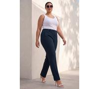 Roman Originals Straight Leg Stretch Trousers for Women UK Ladies Work Office Smart Suit Pants Slacks Cigarette Tailored High Elasticated Waist Ankle Grazer Slim - Regular Black (28 inch) - Size 18