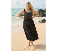 Roman Curve Strappy Shirred Midi Dress In Black Black 18