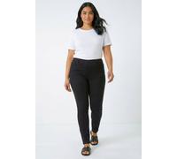 Roman Originals Jeggings for Women UK Jean Ladies Stretchy Trousers Denim Leggings High Waist Rise Pull On Skinny Straight Leg Cotton Pants Smart Casual - Plus Black (31 inch) - Size 30