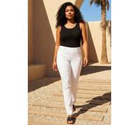Roman Curve Stretch Denim Elastic Waist Jegging In White White
