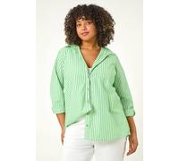 Roman Women's Curve Stripe Buttoned Shirt in Green | Size: 18 Roman Green 18