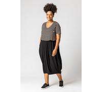 Roman Curve Stripe Contrast Print Jersey Dress In Beige Beige 30-32