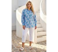 Roman Women's Curve Stripe Floral Print Blouse in Blue | Size: 20 Roman Blue 20