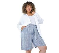 Roman Curve Stripe Print Cotton Shorts In Blue Blue 22-24