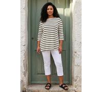 Roman Women's Curve Stripe Print Tunic Top in Ivory | Size: 22-24 Roman Ivory 22-24