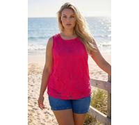 Roman Women's Curve Sunflower Lace Texture Vest in Pink | Size: 18 Roman Pink 18