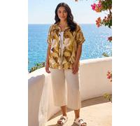 Roman Curve Swirl Print Button Shirt In Brown Brown 20